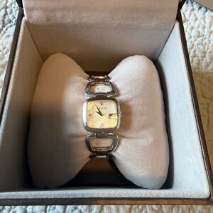 G-Gucci Silver-Tone Square Watch